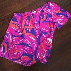 Lilly Pulitzer Flamingo Print One shoulder Top